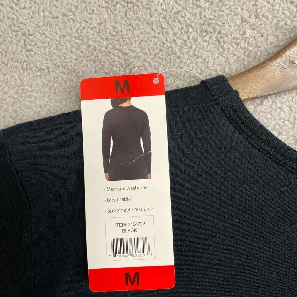 NEW Segments 100% Merino Wool Women's M Black Long Sleeve Top - Picture 8 of 9
